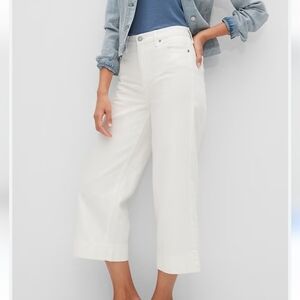 Banana Republic High Rise Wide Leg Crop Jean Cream/Off White Women's 30